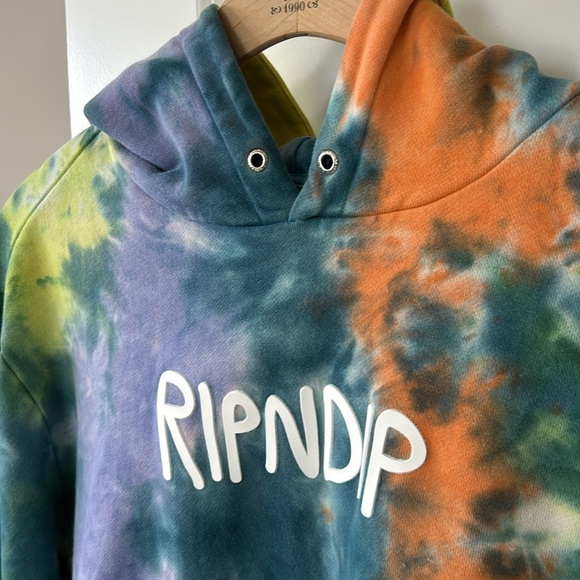 RIPNDIP Rubber Logo Tie Dye Hoodie Sweatshirt w Kangaroo Pocket Oversized Medium - Picture 6 of 13